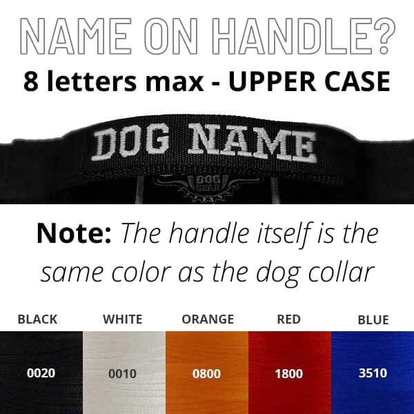name on handle working dog collar