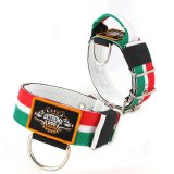 Italy Flag custom dog collar 2 inch 5cm with handle extreme dog gear