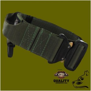 green camo dog collar with cobra pro style buckle for k9 tactical dogs