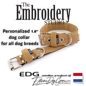 EDG dog collar personalized 1.6 inch beige