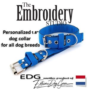 EDG dog collar personalized 1.6 inch blue