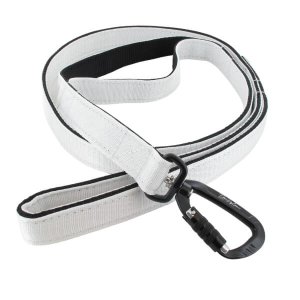 White carabiner swivel twist lock dog leash