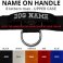 handle with name on dog collar